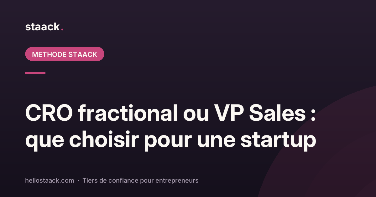 CRO fractional ou VP Sales : que choisir ?